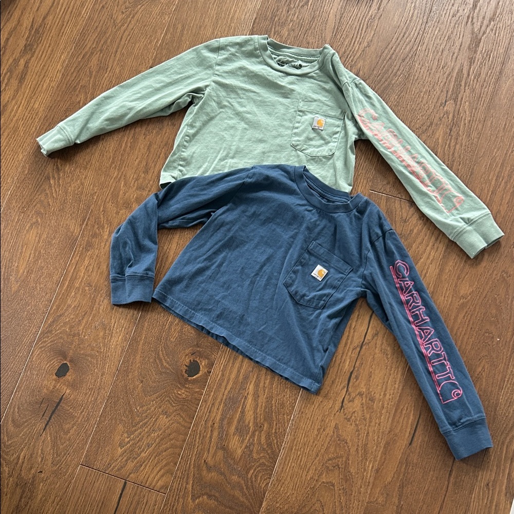 Bundle Carhartt Kids Long Sleeve crop Tees - Olive and Navy Sz 6 girls